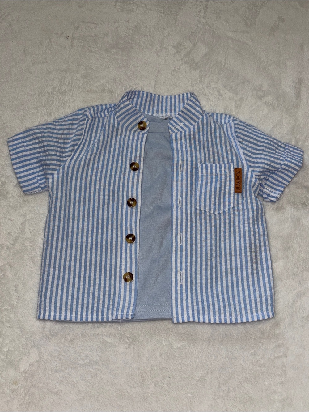 Lila & Jack Striped Blue Short-Sleeve Shirt and button up